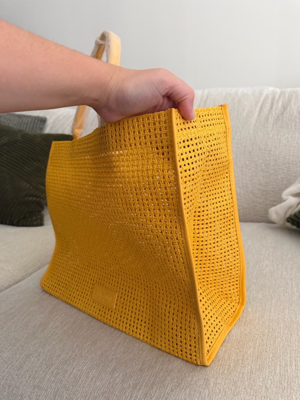 Lancome Yellow Woven Tote Bag - Picture 4 of 4
